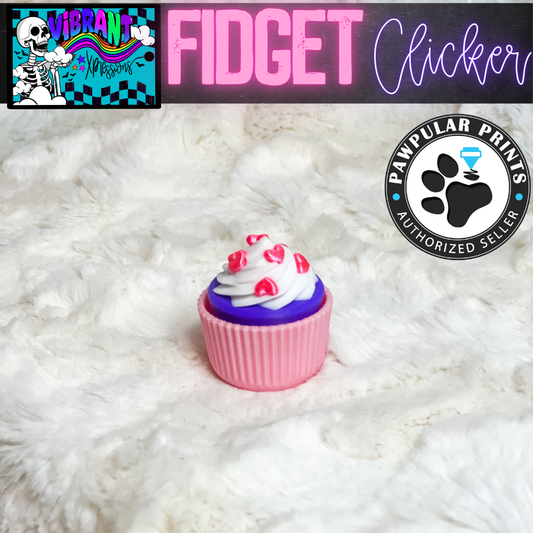 Cupcake Fidget Clickers - Pink, Purple, Hot Pink