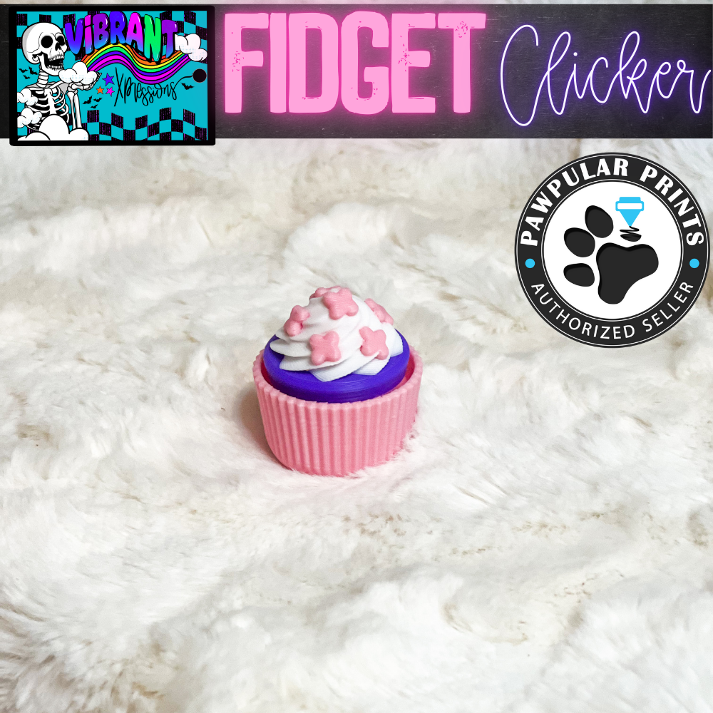 Cupcake Fidget Clicker - Pink, Purple,  Pink