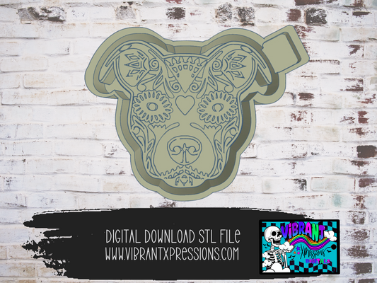 Sugar Skull Pittie Mold Maker STL File